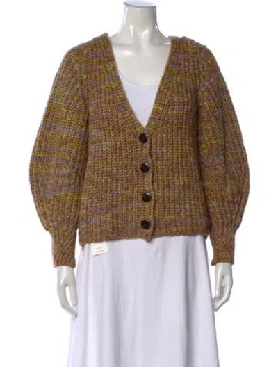 Pre-owned Ba&sh Patterned V-neck Sweater In Green