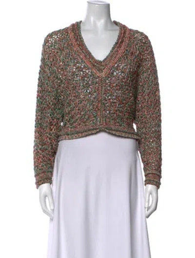 Pre-owned Ba&sh Patterned V-neck Sweater In Multicolor