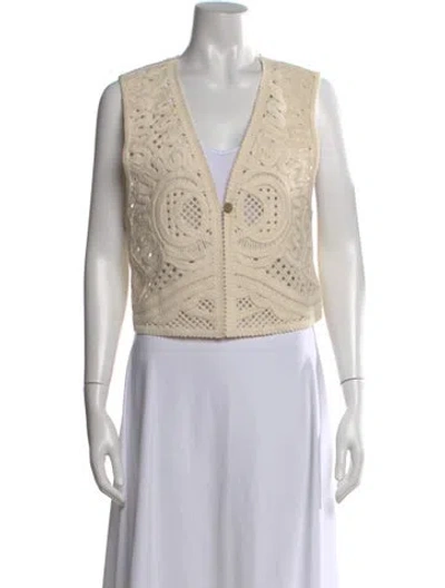 Pre-owned Ba&sh Patterned V-neck Sweater In Neutral