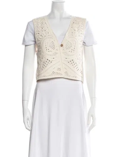 Pre-owned Ba&sh Patterned V-neck Sweater In Neutrals