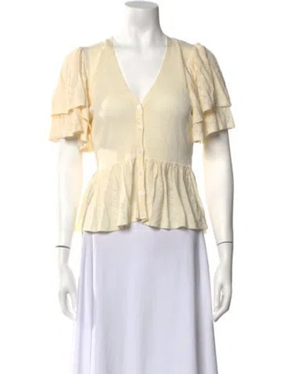 Pre-owned Ba&sh Patterned V-neck Sweater In Neutrals