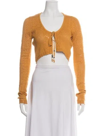 Pre-owned Ba&sh Patterned V-neck Sweater In Yellow