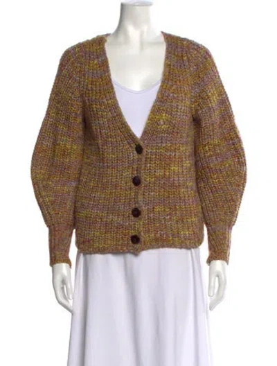 Pre-owned Ba&sh Patterned V-neck Sweater In Yellow