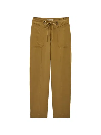 Ba&sh Pavana Drawstring-waistband Eyelet-detail Trousers In Brown