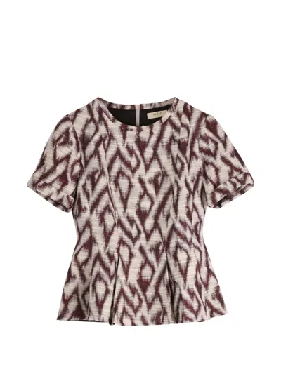 Pre-owned Ba&sh Peplum Print Top In Red