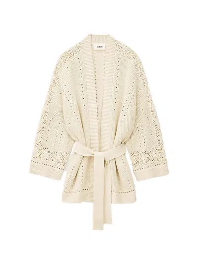 Ba&sh Perine Crochet Belted Cardigan In Neutral