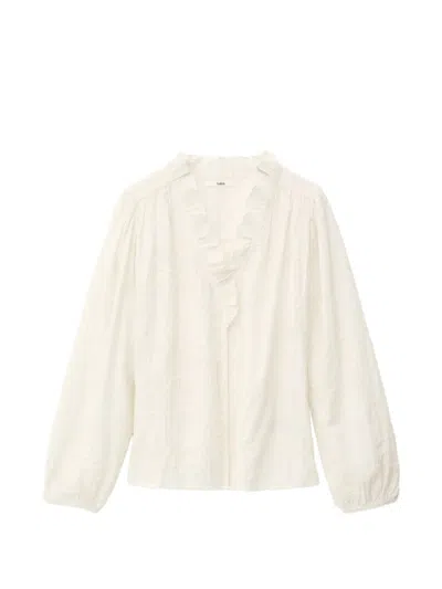 Ba&sh Petty Ruffled Embroidered Blouse In Pink