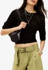 Ba&sh Philo Cropped Knit Top In Black