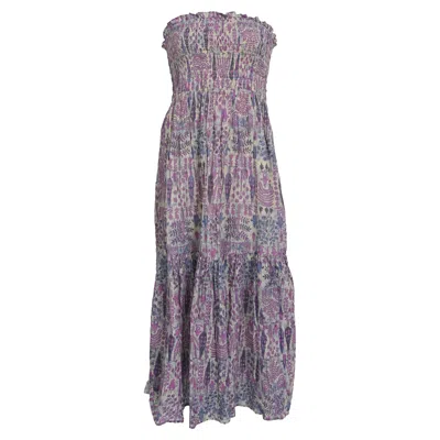 Ba&sh Ba & Sh Piala Floral-print Smocking Midi Dress In Multicolor Cotton In Purple