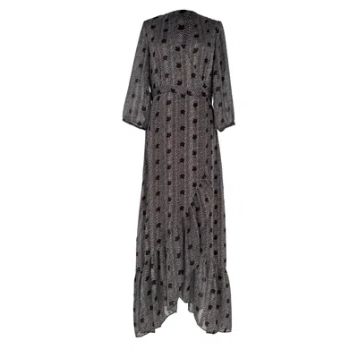 Pre-owned Ba&sh Ba & Sh Pisy Printed Wrap Maxi Dress In Black Polyester