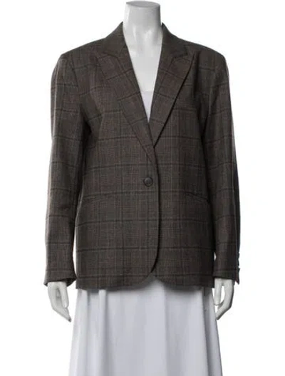 Pre-owned Ba&sh Plaid Print Blazer In Brown