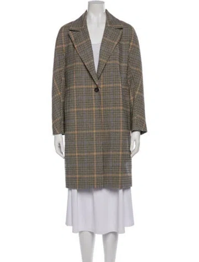 Pre-owned Ba&sh Plaid Print Coat In Neutral