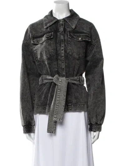 Pre-owned Ba&sh Plaid Print Denim Jacket In Black