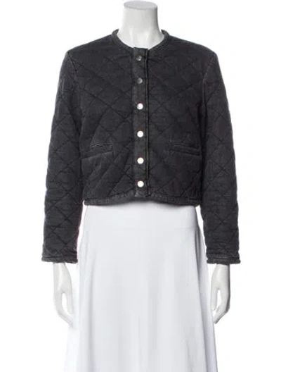 Pre-owned Ba&sh Plaid Print Denim Jacket In Gray