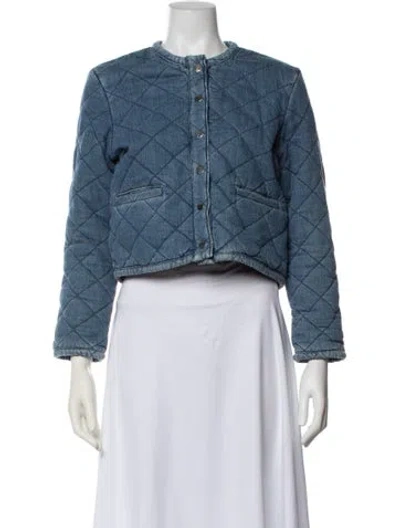 Pre-owned Ba&sh Plaid Print Evening Jacket In Blue