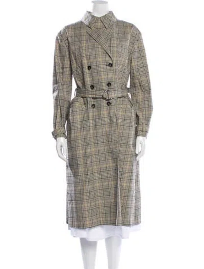 Pre-owned Ba&sh Plaid Print Faux Fur Coat In Green