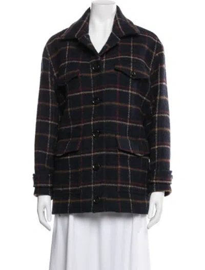 Pre-owned Ba&sh Plaid Print Jacket In Blue