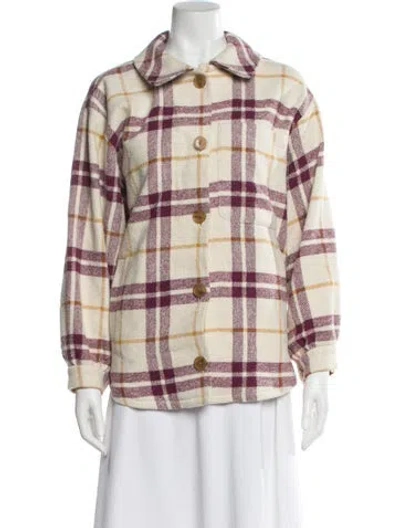 Pre-owned Ba&sh Plaid Print Jacket In White