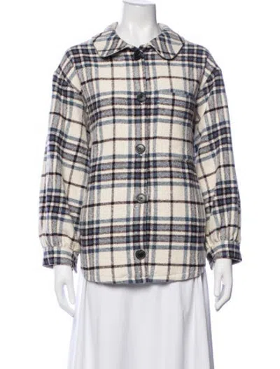 Pre-owned Ba&sh Plaid Print Jacket In White