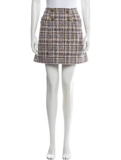 Pre-owned Ba&sh Plaid Print Mini Skirt In Neutral