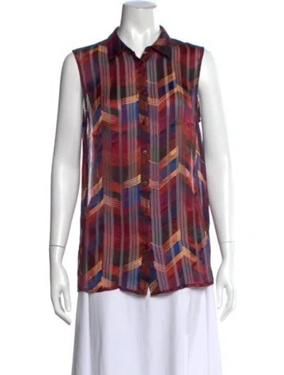 Pre-owned Ba&sh Plaid Print Sleeveless Top In Red