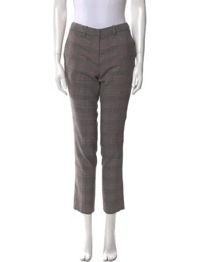 Pre-owned Ba&sh Plaid Print Straight Leg Pants In Gray