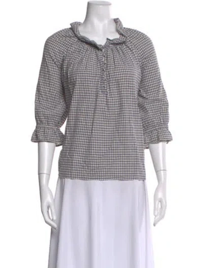 Pre-owned Ba&sh Plaid Print Three-quarter Sleeve Blouse In Multi