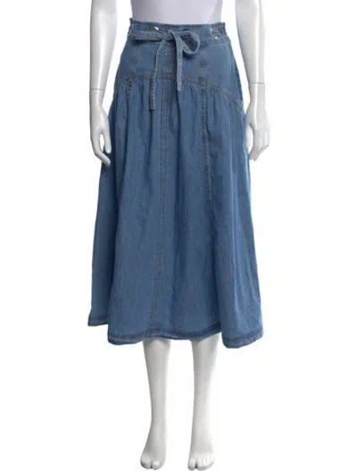 Pre-owned Ba&sh Pleated Accents Midi Length Skirt In Blue