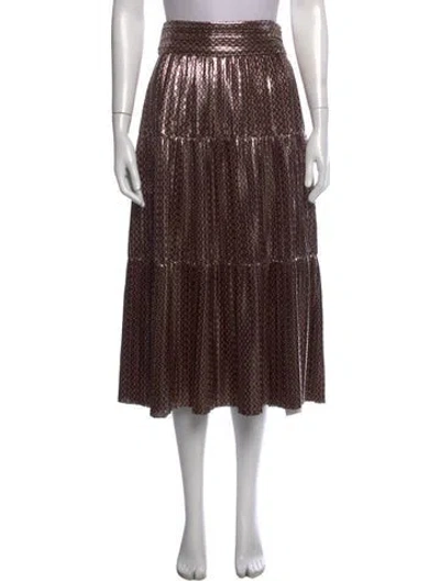 Pre-owned Ba&sh Pleated Accents Midi Length Skirt In Gold