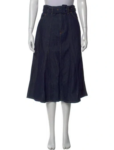 Pre-owned Ba&sh Pleated Accents Midi Length Skirt W/ Tags In Blue