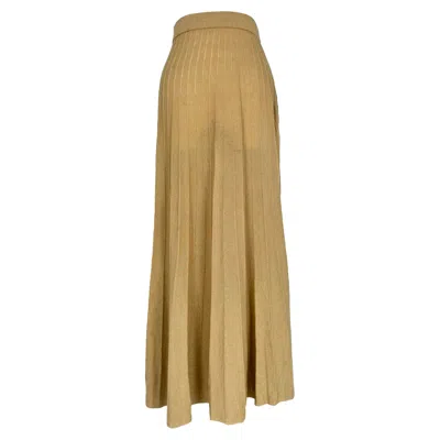 Pre-owned Ba&sh Ba & Sh Pleated Maxi Skirt In Camel Polyester In White