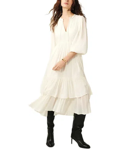Ba&sh Long Sleeves Sleeve V-neck Collar Dress Plume For Women In White