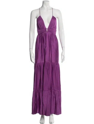 Pre-owned Ba&sh Plunge Neckline Long Dress In Purple