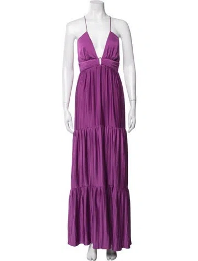 Pre-owned Ba&sh Plunge Neckline Long Dress In Purple