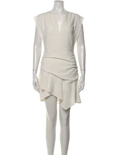 Pre-owned Ba&sh Plunge Neckline Mini Dress In White