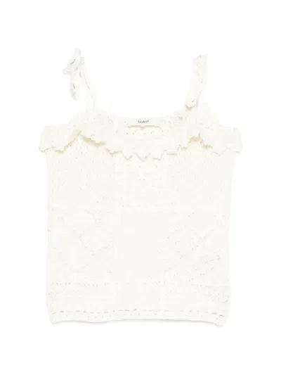 Ba&sh Pointelle-knit Scalloped-trim Top In Neutral