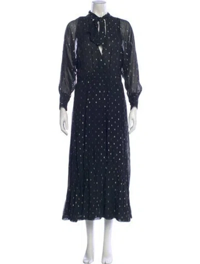Pre-owned Ba&sh Polka Dot Print Long Dress In Black