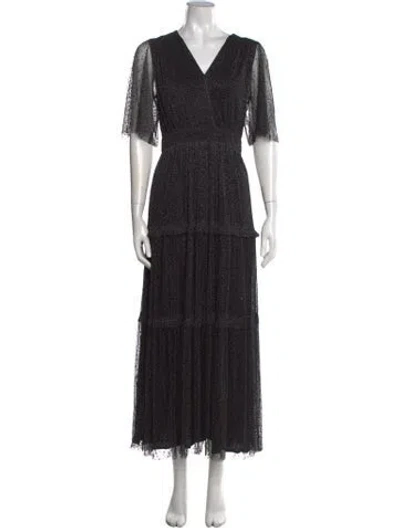 Pre-owned Ba&sh Polka Dot Print Long Dress In Black