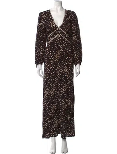 Pre-owned Ba&sh Polka Dot Print Long Dress In Black