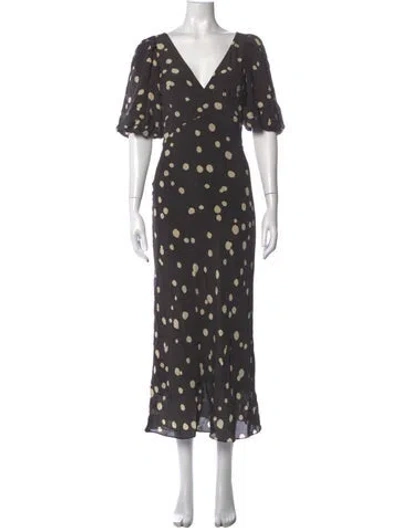 Pre-owned Ba&sh Polka Dot Print Long Dress In Brown