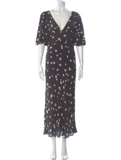 Pre-owned Ba&sh Polka Dot Print Long Dress In Gray