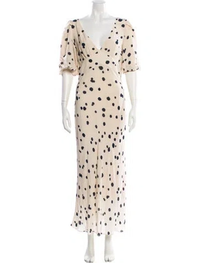 Pre-owned Ba&sh Polka Dot Print Long Dress In Neutral