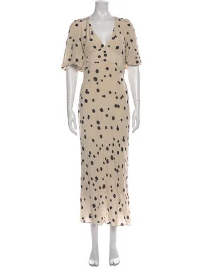 Pre-owned Ba&sh Polka Dot Print Long Dress In Neutral
