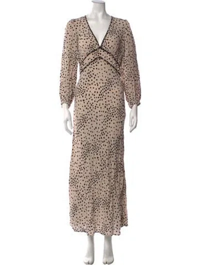 Pre-owned Ba&sh Polka Dot Print Long Dress In Neutrals