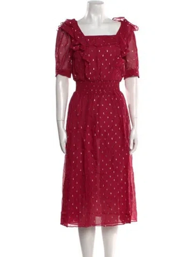 Pre-owned Ba&sh Polka Dot Print Long Dress W/ Tags In Red