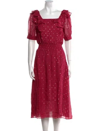 Pre-owned Ba&sh Polka Dot Print Long Dress W/ Tags In Red