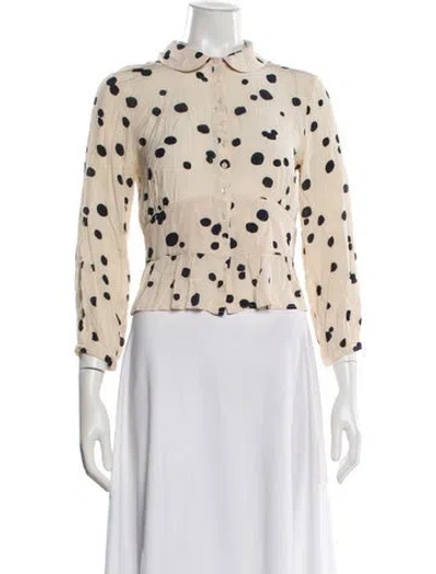 Pre-owned Ba&sh Polka Dot Print Long Sleeve Blouse In Neutral
