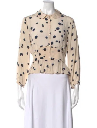 Pre-owned Ba&sh Polka Dot Print Long Sleeve Blouse In Neutrals