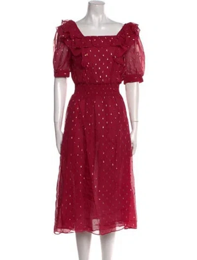 Pre-owned Ba&sh Polka Dot Print Midi Length Dress W/ Tags In Multi