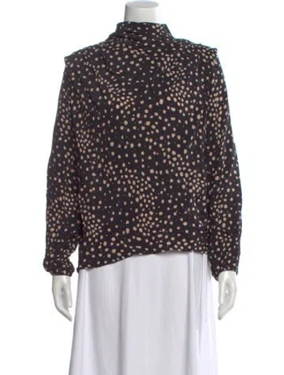 Pre-owned Ba&sh Polka Dot Print Mock Neck Blouse In Multi